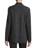 Fine Merino Birdseye Angle-Front Jacket, Charcoal, Plus Size