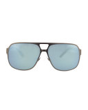 Ruthenium Ice Matte Metal Aviators, White