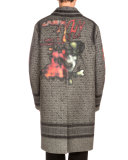 Heavy Metal Printed Wool Overcoat