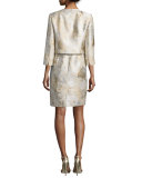 Sleeveless Marble Sheath Dress w/ Jacket, Gold Sand