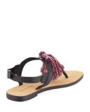 Erica Tassel T-Strap Sandal, Black