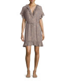 Charlotte Floral Metallic Ruffle Mini Dress, Gray