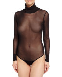 Bisou Turtleneck Mesh Teddy, Black