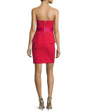 Laurel Strapless Peplum Mini Dress, Cardinal