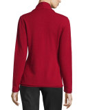 Gathered Asymmetric Surplice-Neck Cashmere Sweater, Ruby Red 