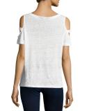 Kendall Cold-Shoulder Tie-Hem Tee, White