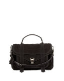 PS1 Medium Suede Satchel Bag, Black