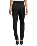 Barclay Ribbed-Waist Pants, Black