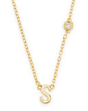 S Initial Pendant Necklace with Diamond