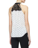 Kenzie Sleeveless Tie-Neck Blouse, White/Multi