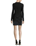 Midnight Ombre Long-Sleeve Mini Dress