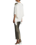 Emma Metallic Tweed Cropped Pants, Gold/Multi