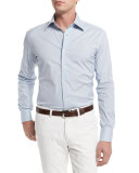 Micro-Check Grenadine Dress Shirt, Aqua