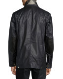 Waxed Cotton-Linen Jacket w/Detachable Warmer