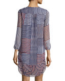 Kailyn Woven Collage Silk Shift Dress