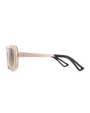 Plastic Rectangle Sunglasses, Ivory