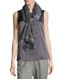 Metallic Striped Scarf, Charcoal