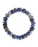 10mm Beaded Bracelet with Diamonds, Blue Mix