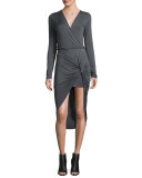 Honey Jersey Surplice High-Low Dress, Deep Sage