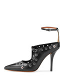 Eyelet Leather 100mm Pump, Black