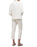 Ribbed Cardigan W/Flower Detail, Butter
