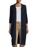 Cashmere 3/4-Sleeve Long Cardigan