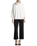 Easy Wide-Leg Ankle Pants, Black  