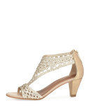 Verona Woven Leather Sandal, Platino