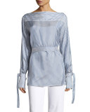 Keith Bis Striped Boat-Neck Blouse