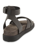 Monili Crisscross Leather Sandal, Espresso