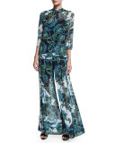 Ikebana Printed Samurai Pants, Multi Colors
