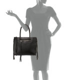 Regan Side-Zip Leather Tote Bag, Black