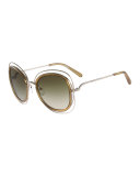 Carlina Trimmed Butterfly Sunglasses
