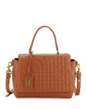 Frankie Quilted Satchel/Crossbody Bag, Cognac