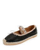 Rockstud Leather Ballerina Espadrille Flat