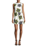 Astrid Magnolia-Print Dress, Citron
