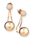 18k Rose Gold Diamond Ball Jacket Earrings