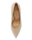 Hazel Pointed-Toe Suede Pump, Beige