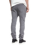 Drawstring Biker Jogger Pants, Gray