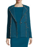 Tweed Double-Breasted Jacket, Tanzanite/Multi