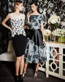 Sleeveless Lace Combo Cocktail Sheath Dress