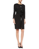 Bugle Beaded-Detail Coat Dress, Black