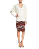 Geometric High-Waist Pencil Skirt, Multicolor