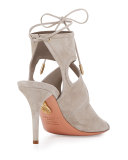 Sexy Thing Suede 85mm Sandal, Light Gray