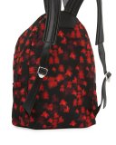 Small Floral-Print Nylon Backpack, Black/Red