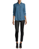 Emma Coated Power Legging Jeans, Char
