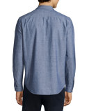 Chambray Long-Sleeve Shirt, Navy