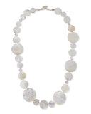 Long Mother-of-Pearl Disc Necklace, 42"