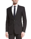 Anthony Wide-Pinstripe Wool Suit, Medium Gray