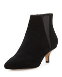 Geeo Suede Pointed-Toe Bootie, Dark Brown